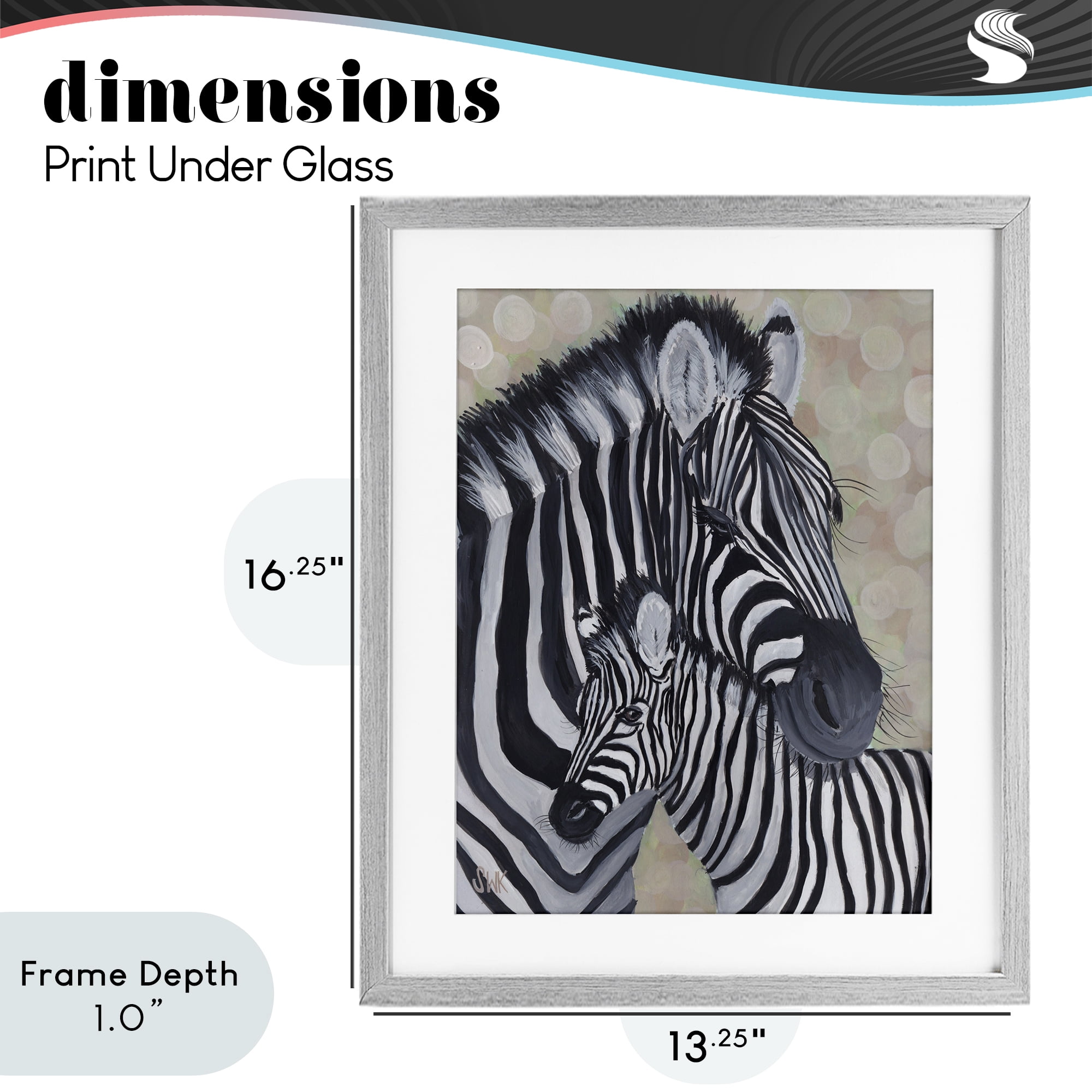 Stupell Industries Mama Zebra & Her Foal Gray Framed Print Under Glass, design by Sarah Waldron Kimball
