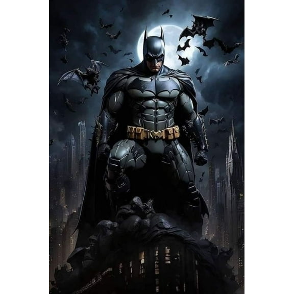 DIY Diamond Art Painting Kits for Adults Full Drill Batman Gem Art Kits with Crystal Rhinestone Paint with Diamond for Home Wall Decor(12"x16")