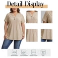 thumbnail image 5 of Cuteduck Womens Plus Size Short Sleeve Henley V-Neck Button Top Lace Textured Blouse 1X-5X, 5 of 9
