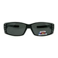 thumbnail image 2 of Polarized 57mm Womens Side Rhinestone Trim Narrow Rectangular Fit Over Sunglasses Grey Black, 2 of 4