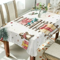 Yayeee Tablecloths 54" x 54" Rectangle Wrinkle Resistant Party Table Cover, Holiday Train