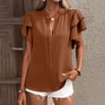 thumbnail image 2 of OSOLU Solid Color Women Tops Puff Short Sleeve Shirts Pleated T-Shirt Tee Tops Dressy Casual Business Trendy Summer Tunic Blouse, 2 of 7