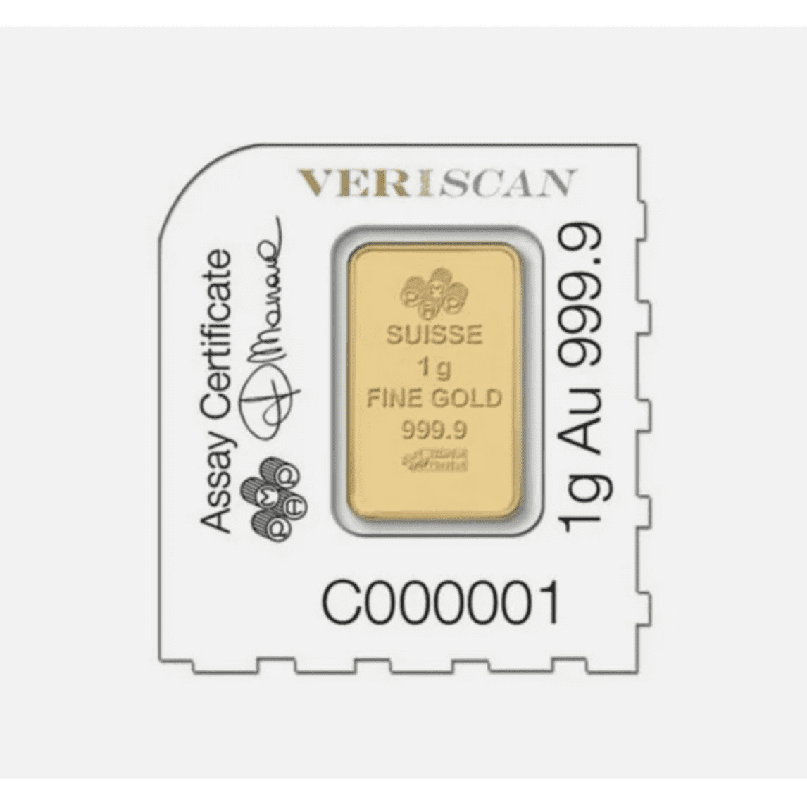 Pamp Suisse Lady Fortuna 1 Gram Gold Bar (25x1 Breakable) - Veriscan Assay