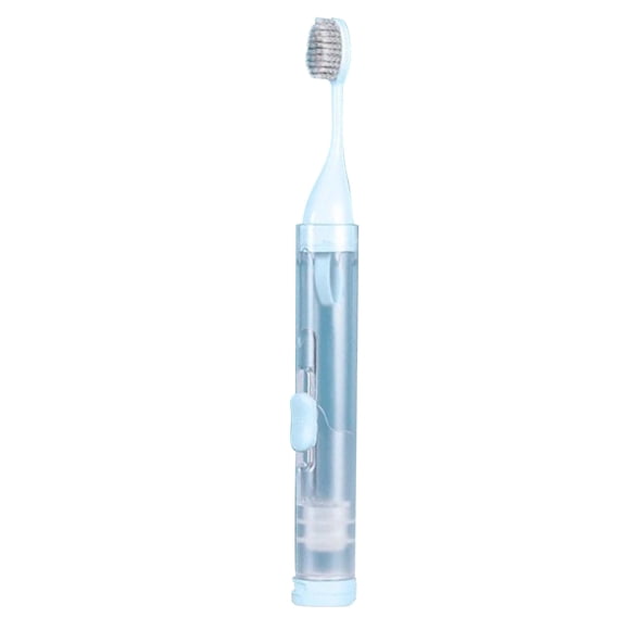 Juego de cepillo de dientes portátil de viaje para adultos, kit de cuidado bucal compacto y plegable con cepillo de dientes, soporte para pasta de dientes, cepillo de cerdas suaves para viajes de