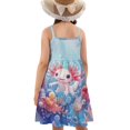 thumbnail image 2 of Uourmeti Girls Birthday Dress with Colorful Butterfly Print Midi Swing Dress for Girls Spaghetti Strap A Line Swing Short Dresses for Summer Playwear,3-4T, 2 of 7