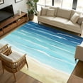 thumbnail image 3 of Summer Coastal Area Rugs 5x8 for Living Room, Turquoise Ombre Beach Ocean Waves Non Slip Washable Rug Runner, Low Pile Indoor Floor Carpet Mat Bathroom Rugs for Bedroom, Kids Room, 3 of 9