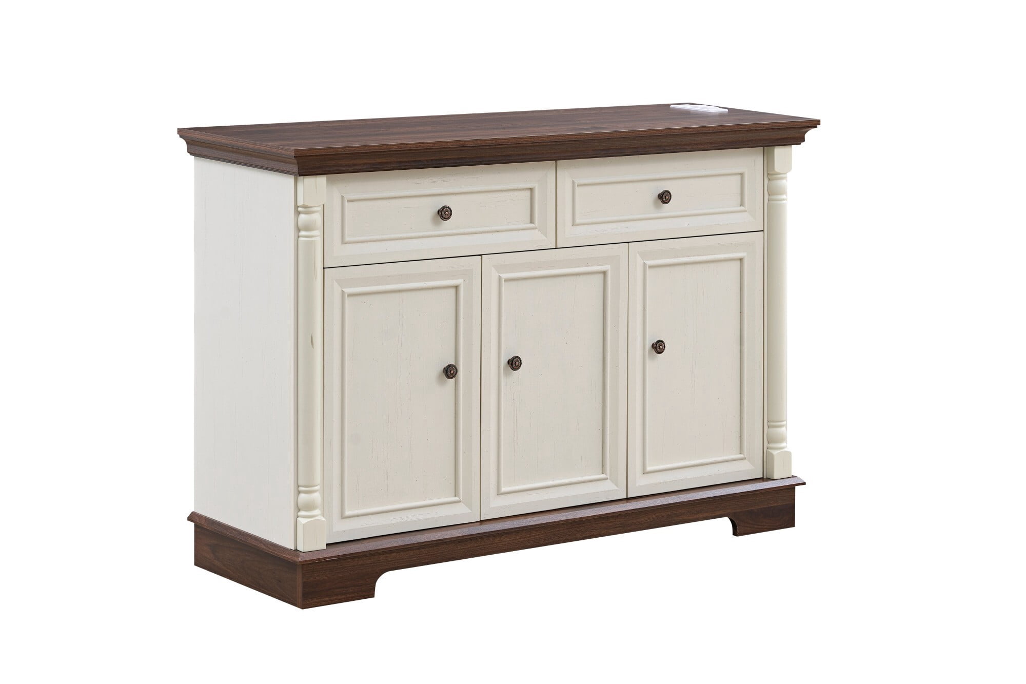 AENKYO Farmhouse Buffet Cabinet with Storage and Charging Station, Rustic Sideboard for Dining or Living Room, Antique White
