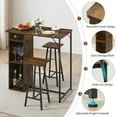 thumbnail image 3 of Small Bar Table and Chairs Set for 2, 3-Piece Bar Table Set with Storage Drawer & Shelf, Space Saving Table for Small Apartment, Living Room, Kitchen, Dining Room, 3 of 7