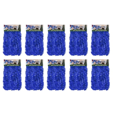 10-Pack 15FT Blue Tinsel Garland – Glitter Metallic Twist for Christmas, Weddings, Luaus & More