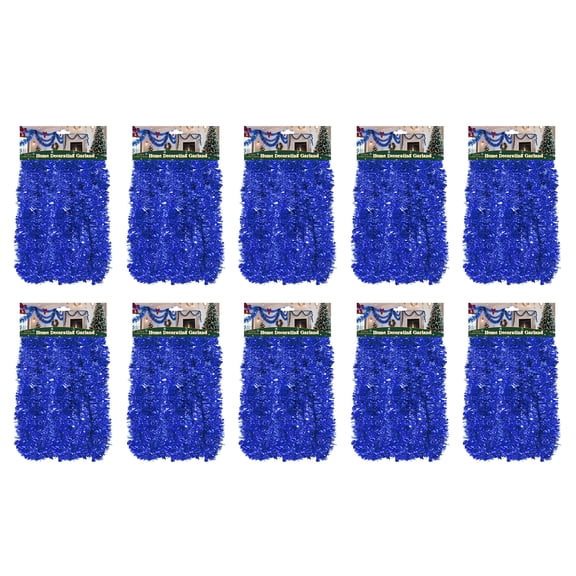 10-Pack 15FT Blue Tinsel Garland – Glitter Metallic Twist for Christmas, Weddings, Luaus & More