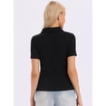 thumbnail image 3 of DARING DIVA Women's Short Sleeve Polo Shirts Collared V Neck Button Up Tops XS Black, 3 of 6