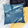 thumbnail image 2 of BANET Blue Sea Square Throw Pillow Covers , Cartoon Sharks Decorative Couch Pillowcase with Hidden Zipper,Print Throws Cushion Cover for Home Farmhouse 24x24in, 2 of 5