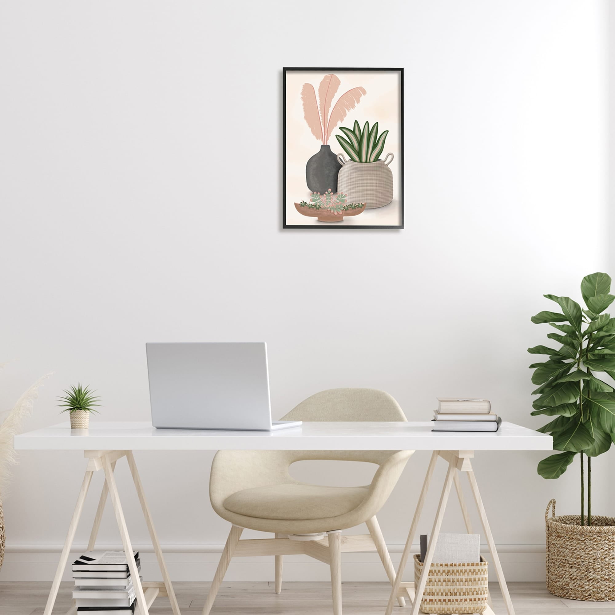 Stupell Industries Pastel Botanical Succulents Illustration Plants Jars Vases , 16 x 20, Design by Darlene Seale