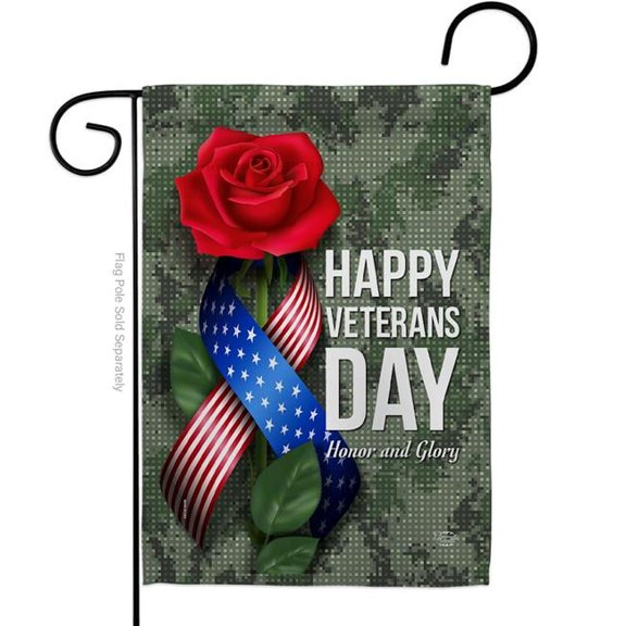 Ornament Collection  13 x 18.5 in. Happy Veterans Day Garden Flag with Armed Forces Double-Sided Decorative Vertical Flags House Decoration Banner Yard Gift
