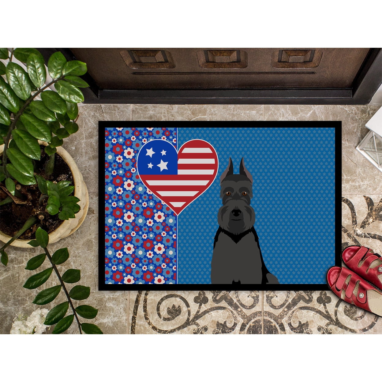 Black Schnauzer Indoor or Outdoor Mat 24x36 36 in x 24 in