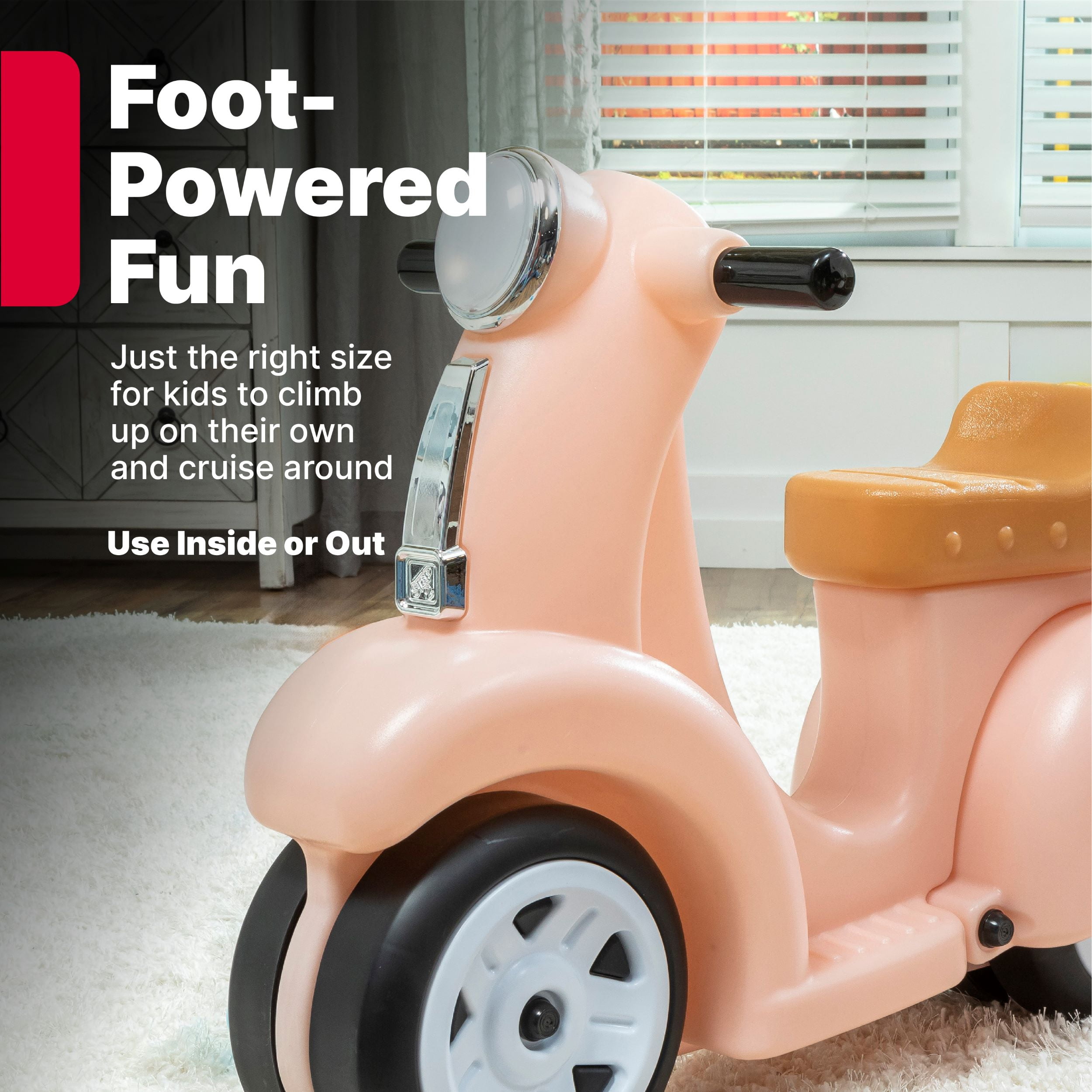 Step2 Ride Along Rose Pink Scooter Plastic Toddler Foot-to-Floor Riding Toy for Ages 18M-4Y