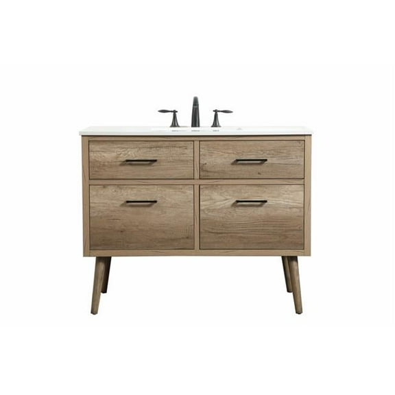 42 in. Single Bathroom Vanity, Natural Oak