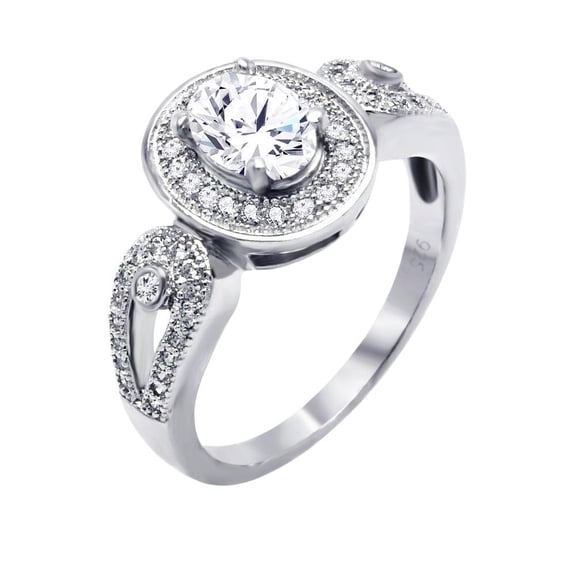 Sterling Silver 925 Rhodium Plated Micro Pave Ornate Ring Band White CZ Jewelry Female Size 7