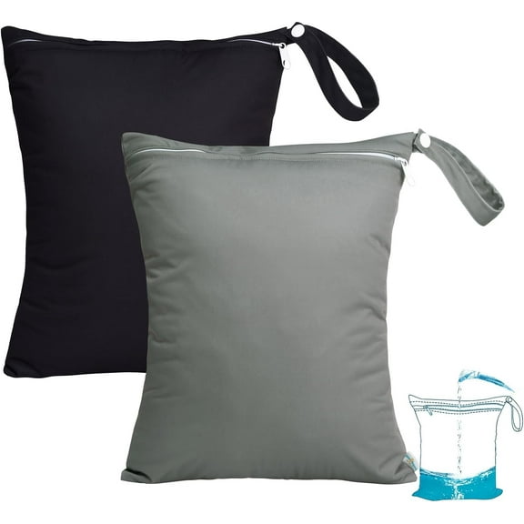 BTEPSGA Wet Dry Bags 2 Pack for Swimsuits, Waterproof Bag for Travel, Food Storage, Stroller, Daycare, Baby Diapers, Yoga, Beach, Pool, Wet Clothes