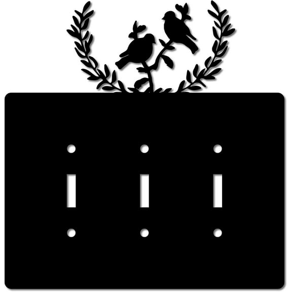 Peace Dove Wall Plate 3 Gang Toggle Light Switch Plate with Screws Unbreakable Wall Plate Faceplate Outlet Cover Replacement Receptacle Decorative Wall Art Signs Black 7.9 x 8.1inch DIY