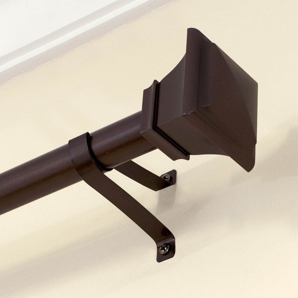 Mainstays 1" Bronze Square Single Curtain Rod Set, 30-84", Oil Rubbed Bronze