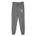 thumbnail image 3 of Efsteb Women Sweatpants Elastic Waist Drawstring Joggers Sweatpants Heart Print Casual Baggy Pants Running Sports Pants Trousers Dark Gray XL, 3 of 4