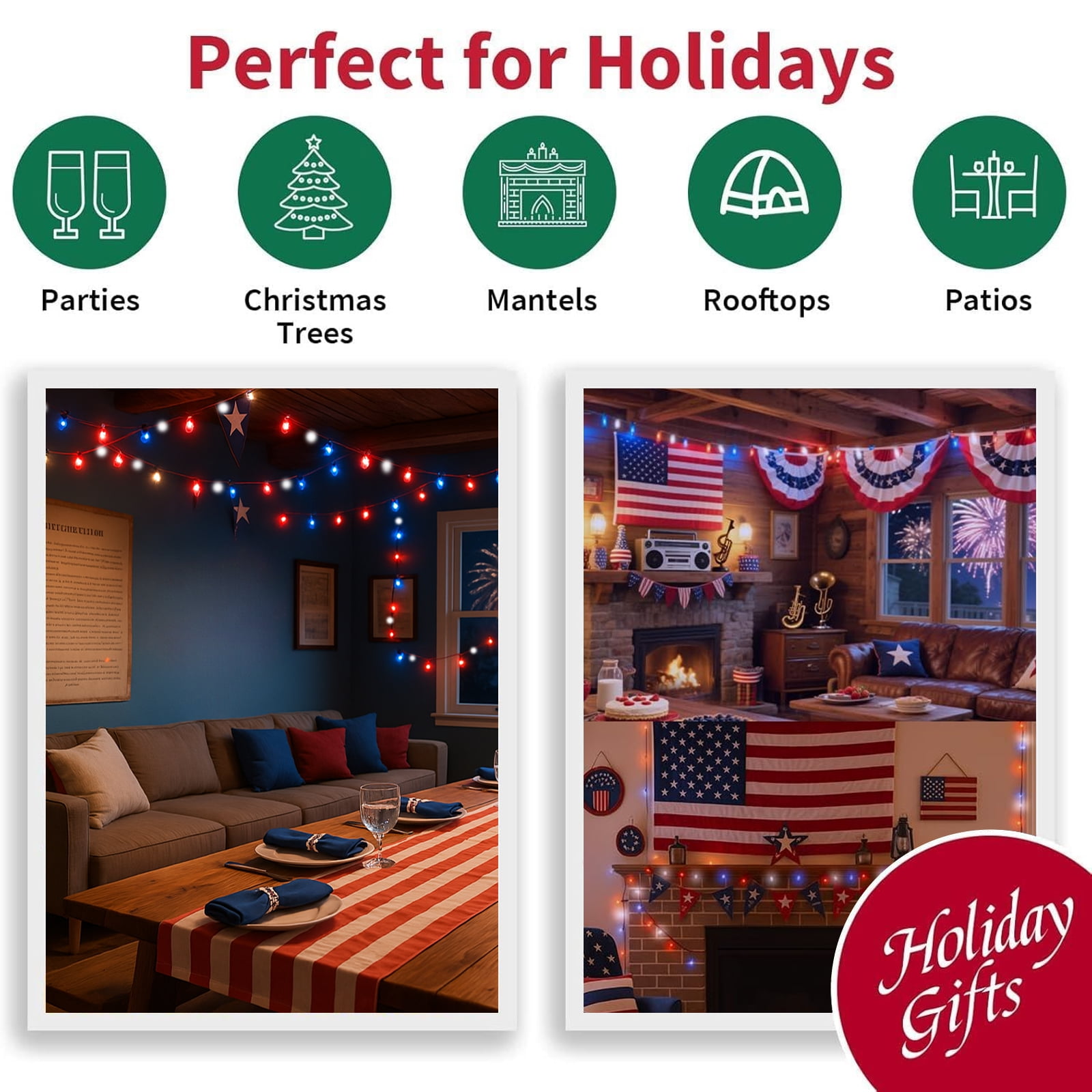 99FT 300 LED String Lights, White/Red/Blue Fairy Lights Plug in, 16 Modes Transparent Wire, 29V Low Voltage for Indoor Outdoor Christmas Wedding Party Decoration