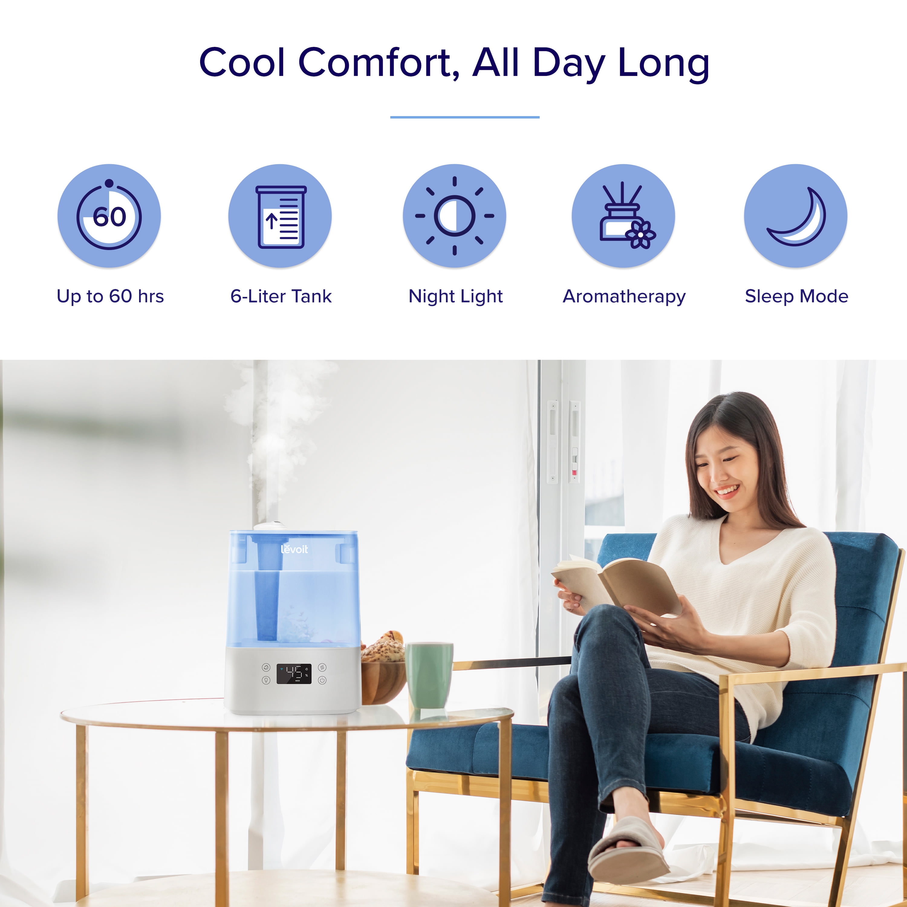 LEVOIT Classic300S Smart Humidifier, 6L Top Fill Tank with Night