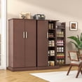 thumbnail image 4 of 47" Kitchen Pantry Cabinet, Modern Pantry Storage Cabinet with Adjustable Shelves, Kitchen Cabinet Buffet Cupboards Storage Cabinet for Home Office Use (Deep-Brown), 4 of 10