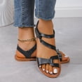 thumbnail image 3 of Dakaela Strappy Sandals for Women Open Toe Slingback Ankle Strap Flat Shoes Summer Beach Dressy Sandals, 3 of 8