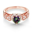 thumbnail image 3 of Gem Stone King 1.38 Ct Heart Shape Green Mystic Topaz 18K Rose Gold Plated Silver Ring, 3 of 5