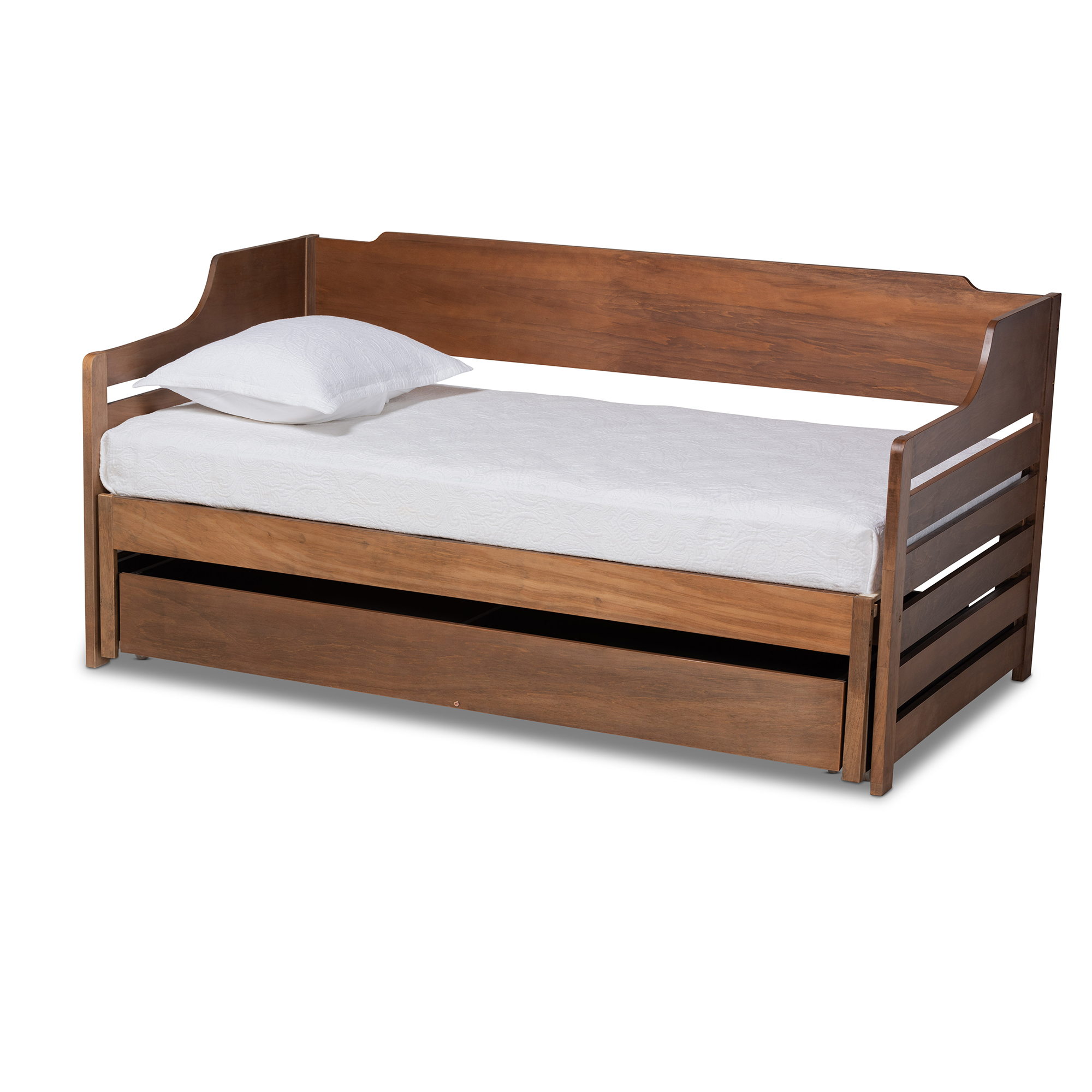 Baxton Studio Expandable Twin-to-King Daybed with Drawer Walnut Brown