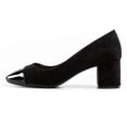 thumbnail image 4 of YDN Women Chic Cap Toe Slip On Pumps Bi-Material Low Chunky Block Heels Comfortable Business Date Shoes Size 8 Black, 4 of 4