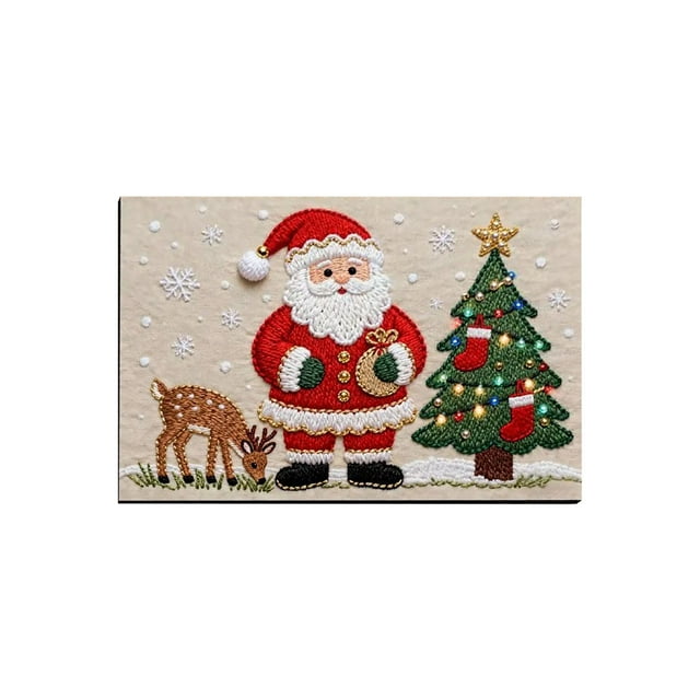 Navidad Alfombra de Puerta Multicolor Cristal Terciopelo Alfombra de Piso para Baño, Inodoro, Entrada de la Puerta
