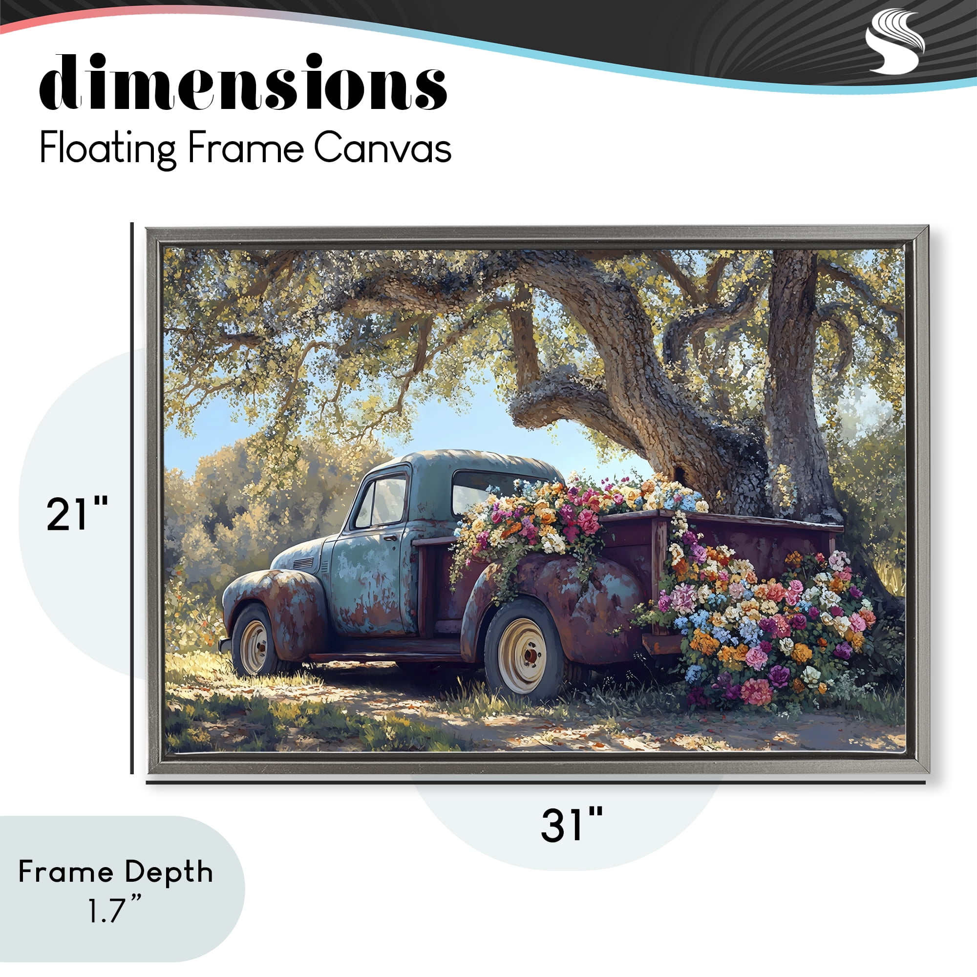 Stupell Industries Repurposed Truck Filled with Flowers Gray Framed Floater Canvas Wall Art, design by Franklyn Gregory
