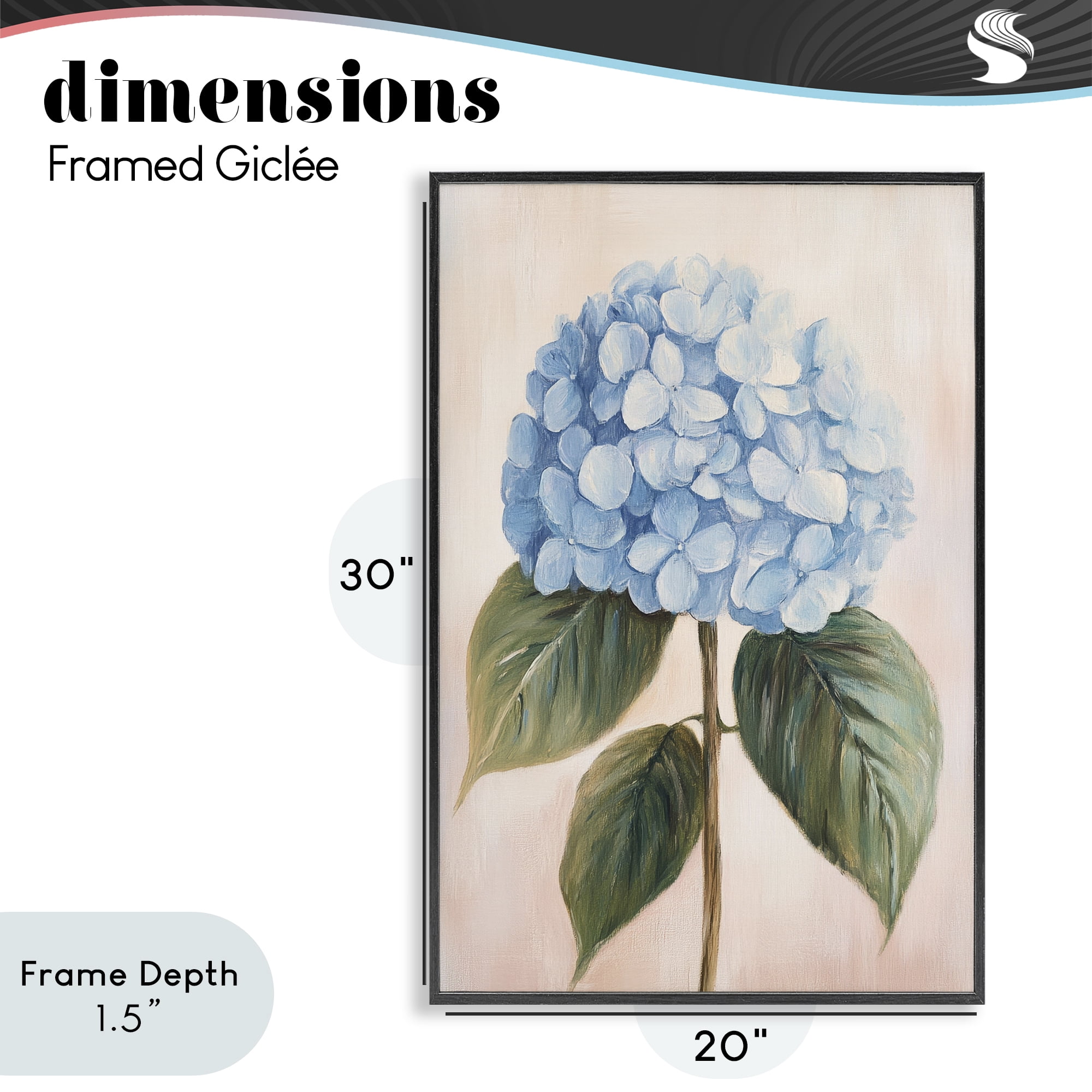 Stupell Industries Baby Blue Hydrangea Black Framed Giclee Art, design by Petal Prints Design