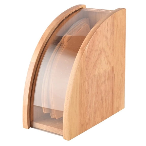 Wooden Coffee Filter Holder Storage Box Fan-Shaped Hand Drip Coffee Filter Organizer for Kitchen Counter Space Saving