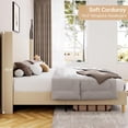 thumbnail image 4 of Qinaqin Beige King Size Corduroy Upholstered Platform Cama Frame con 51 inch cm de Anchoingback Alturaeadboard Vertical Stripes y Profundidad Madera Slats No Caja Spring Needed, 4 of 7