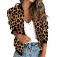 thumbnail image 1 of Veste Légère Zippée à Imprimé Floral Léopard Décontractée pour Femme, Col Montant, Manteau Court, Extérieur Sport Athlétique, Hauts, 1 of 7