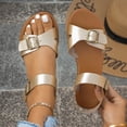 thumbnail image 1 of Fankiway Women's Non Slip Flat Sandals Adjustable Buckle Straps Padded Footbed Open Toe Plus Size Summer Gold 8.5, 1 of 9