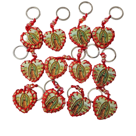 12 PC BAUTIZO BAPTISM COMMUNION KEY CHAIN VIRGEN DE GUADALUPE RECUERDOS
