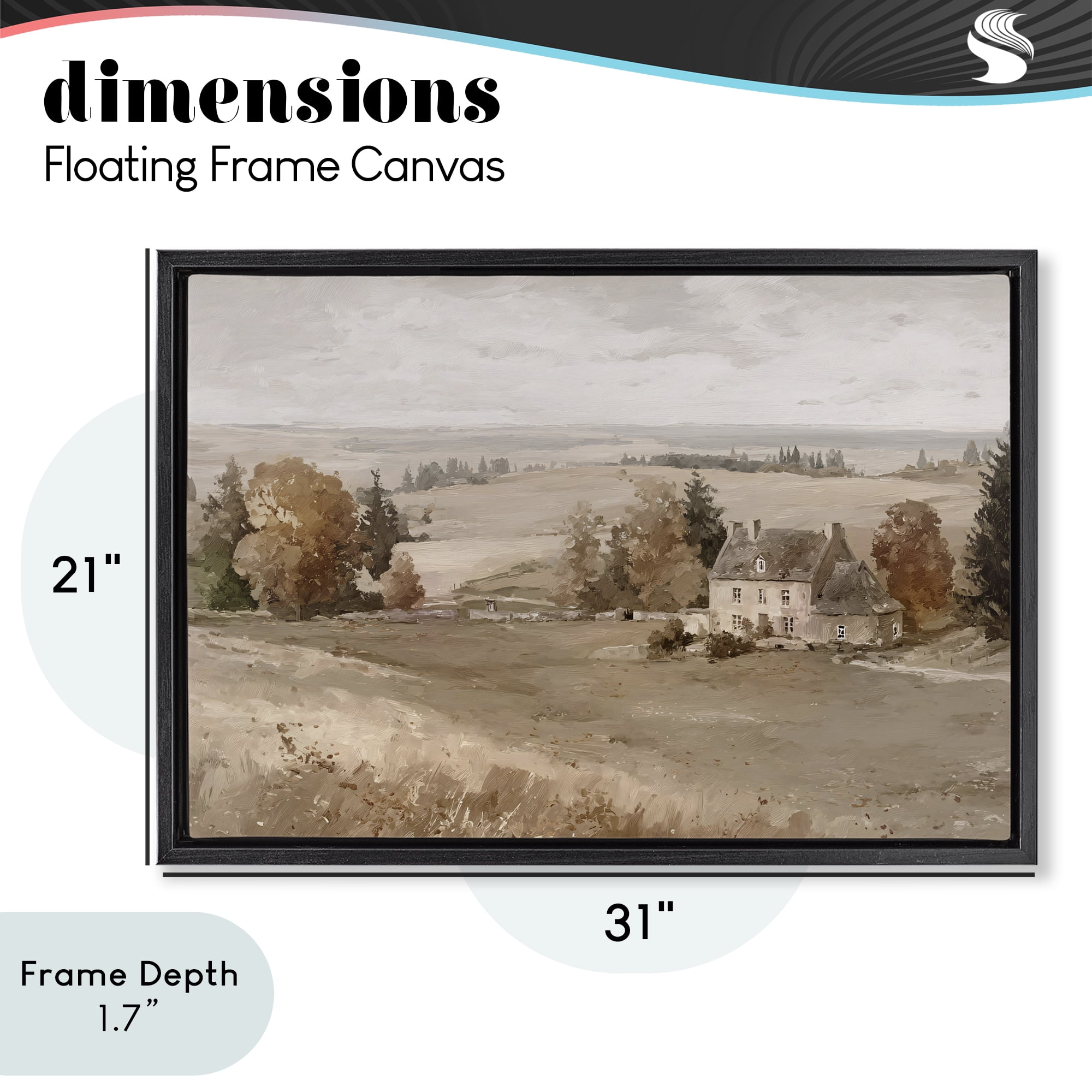 Stupell Industries Quaint Cottage in Countryside Black Framed Floater Canvas Wall Art, design by Jacky Ngan