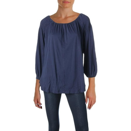 Lauren Ralph Lauren Womens Smocked Off-The-Shoulder Pullover Top