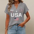 thumbnail image 5 of Iaqnaocc 4th Of July Womens Tops Summer America 250 V Neck Vintage Shirts Patriotic 250 anniversary usa flag Plus Size Short Sleeve Tee Shirts Light Gray XXL, 5 of 6