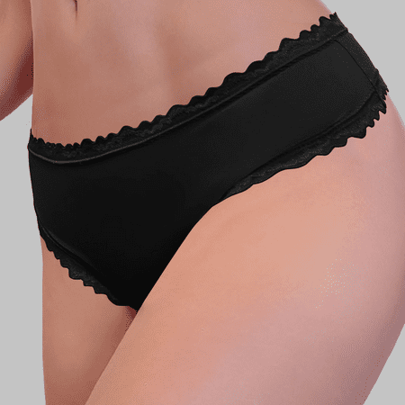 Fulorrnie Women s Seamless Lace Trimmed Thong Panties High Elasticity No Show Tummy Control Underwear for Daily Wear  Black  S