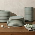 thumbnail image 5 of Gibson Elite Gelston Stoneware Matte Reactive Glaze 16 Piece (Service for 4) Plates and Bowl Dinnerware Set - Green, 5 of 8