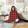 thumbnail image 4 of Wearable Blanket,Red and White Checkered Pattern Hooded Wearable Flannel Blanket for Adults & Teens,Winter Poncho Shawl Wrap Cape Cozy Anti-Pill,60"x80", 4 of 5