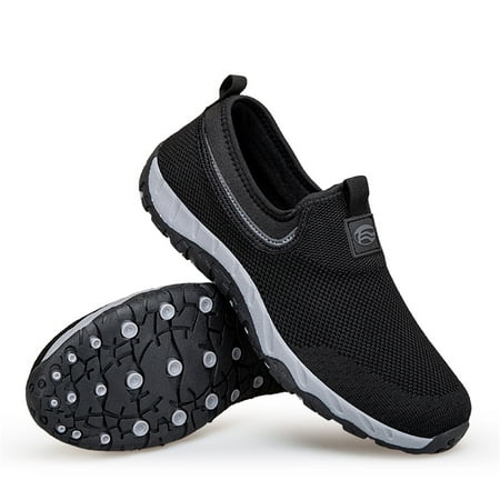 

LYCAQL Men Shoes Couples Men s New Spring Flying Knit Slip On Casual Sports Shoes For Middle Aged And Sneaker Storage for Men High Tops (Black 11)