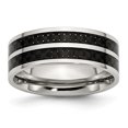 thumbnail image 1 of Bague Polie en Fibre de Carbone Noire Incrustation de 8 Mm en Acier Inoxydable, 1 of 6