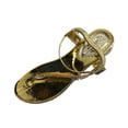thumbnail image 2 of Samdudou Sandals for Women Open Toe Flat Thong Shoes Sparkly Rhinestone Leaf Applique Elastic Ankle Strap Dressy Slip On Backless Footwear for Summer Beach Vacation, 2 of 8